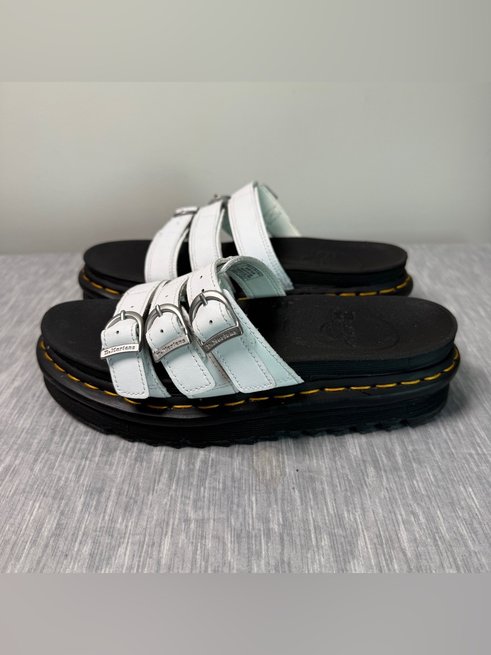 Dr. Martens Blaire Slide Platform Sandal White Leather US 8 Whimsigoth Grunge